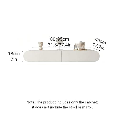 YITAYMLI Coiffeuse Murale Flottante en Bois Blanc, Table de Maquillage Moderne avec tiroirs entièrement assemblée, Bureau Multifonction Petits espaces, Table Seule(80cm/31.5in) thumbnail 2