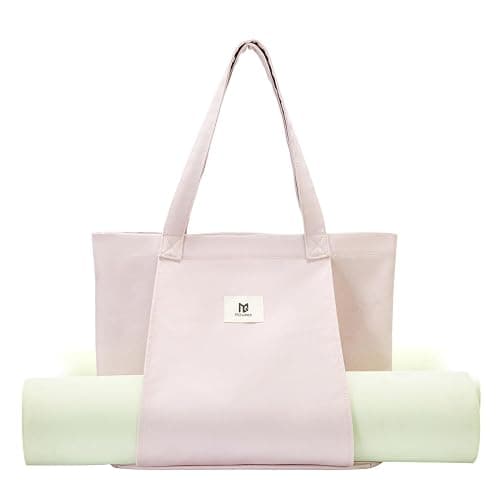 Moyaqi Canvas Tote Bag with Yoga Mat Carrier Pocket Carryall Shoulder Bag for Office, Workout, Pilates, Travel, Beach and Gym - Image 1