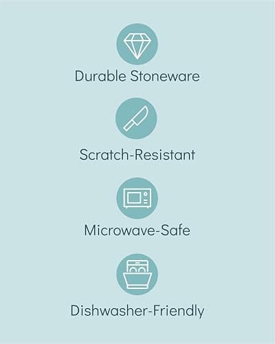 24 Piece Dinnerware Sets for 8 - Modern Style Stoneware Dinnerware Set - Microwave Safe Dinner Plates and Bowls Sets for 8, Ceramic Dish Set, Bowl and Plate Sets for 8, Beige Light Blue Set for 8… - Set (24pcs) - light / beige-blue thumbnail 5
