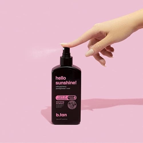 b.tan SPF 7 Tanning Oil | Hello Sunshine - Deep Suntan Dry Spray, Best Outdoor Browning Body Mist, Packed with Moisturizing Goji Berry, Pomegranate + Açai, Austrailian Brand, 8 Fl Oz thumbnail 5