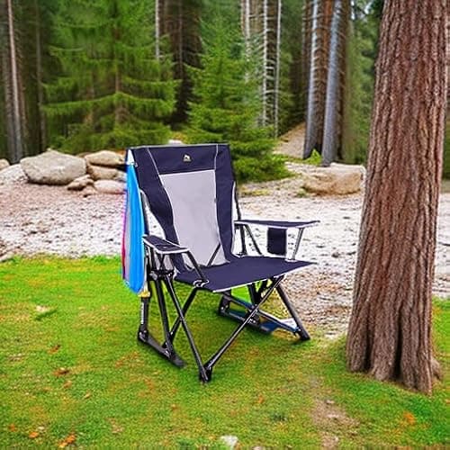 GCI Outdoor Comfort Pro Rocker Collapsible Rocking Chair & Outdoor Camping Chair, Indigo Blue thumbnail 2