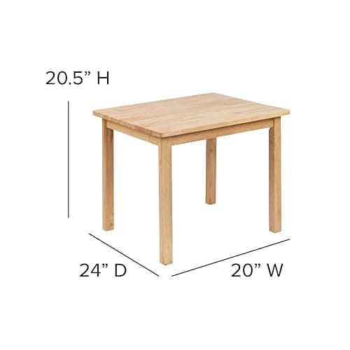 Flash Furniture Kyndl Kids Solid Hardwood Table and Chair Set for Playroom, Bedroom, Kitchen - 3 Piece Set - Natural thumbnail 6