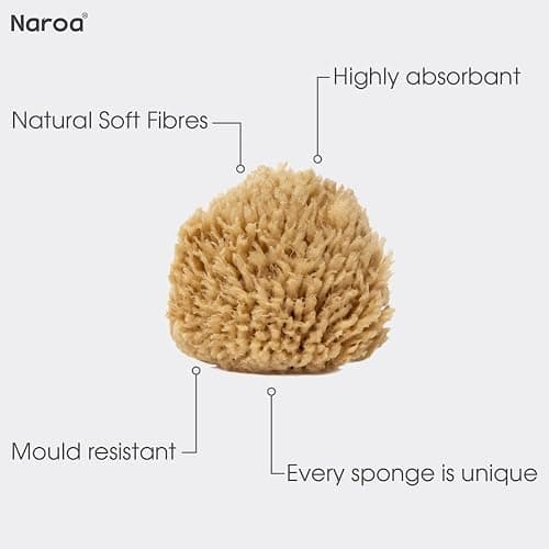 NAROA Natural Baby Bath Sponge in Gift Box | Soft Sea Unbleached Sea Washcloth for Babies | Newborn Shower Time Essentials | Pregnancy Registry Boy Girl thumbnail 5