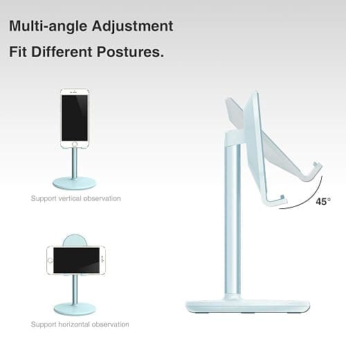 Bright Stone Phone Stand for Desk, Adjustable Cell Phone Holder for Desk, Compatible with 4"-12.9" Phones/Tablet/iPhone/iPad/Switch (Blue) thumbnail 5