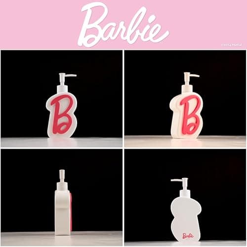 Barbie Pink B Monogram Soap/Lotion/Hand Sanitizer Resin Pump Dispenser, 11.69 Ounces, (Officially Licensed Product) by Franco thumbnail 5