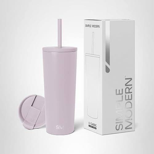 Simple Modern Insulated Tumbler with Lid and Straw | Iced Coffee Cup Reusable Stainless Steel Water Bottle Travel Mug | Gifts for Women Men Her Him | Classic Collection | 24oz | Lavender Mist thumbnail 8