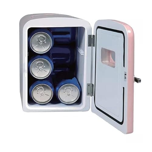 Frigidaire Retro 9-Can Mini Personal Fridge Portable Cooler for Car, Office, Bedroom, Dorm Room, or Cabin, 11.8" D x 7.1" W x 10.1" H, PINK thumbnail 4
