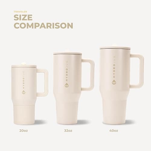 HydroJug Traveler 32oz, Insulated Tumbler with Handle & Straw, Cream thumbnail 6