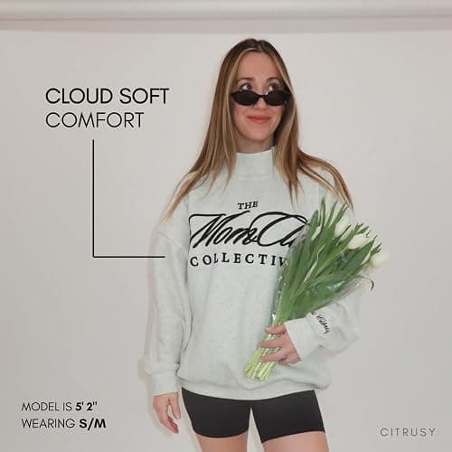 CITRUSY Mom Club Mockneck Oversized Sweatshirt | Turtleneck Mama Sweater for Women | Boy Mom Girl Mom Crew Mock Neck thumbnail 5