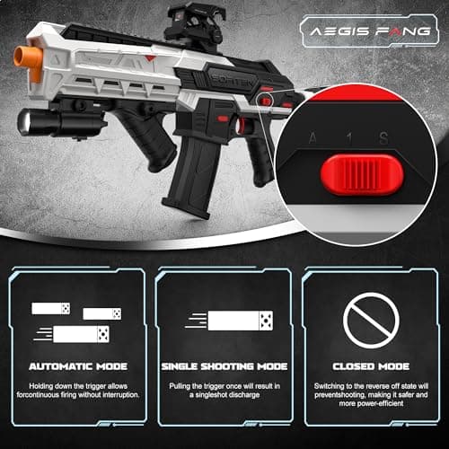 SOFITEN Toy Gun Automatic Sniper Rifle with Foldable Scope, Tactical Vest, Flashlight, Grip, Electric Toy Foam Blaster Soft Dart Bullets, Indoor Outdoor Play Team Gifts for Boys Birthday Xmas thumbnail 5