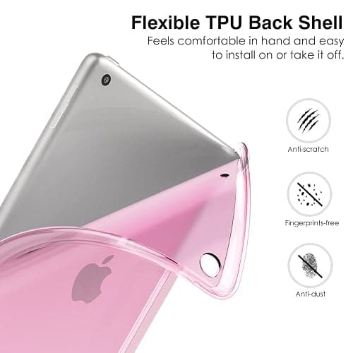 MoKo Case for iPad 10.2 iPad 9th Generation 2021/ iPad 8th Generation 2020/ iPad 7th Gen 2019, Soft Frosted Back Cover Slim Shell Case with Stand for iPad 10.2 inch,Auto Wake/Sleep, Flowers Pink thumbnail 6