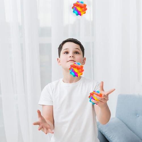 RadBizz Push Pop Bubble Fidget Sensory Toy Ball - for Autism, Stress, Anxiety - Kids and Adults (Multicolor Ball) thumbnail 8