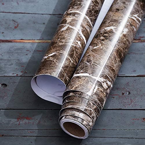 Burgeliy Peel and Stick Waterproof Wallpaper15.8×196in Vinyl Wrap Protector Auto Modification Tint Film Dark Brown Marble Shiny Granite for Kitchen Countertops Table Desk Furniture Self Adhesive Film thumbnail 7