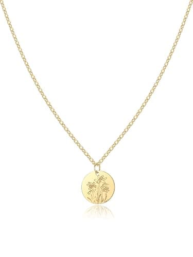 PENLYU Birth Flower Necklace, 14K Gold Plated Floral Pendant Necklaces for Women, Simple Dainty Birth Month Flower Necklace, Birthday Jewelry for Women - 12 Month - Image 1