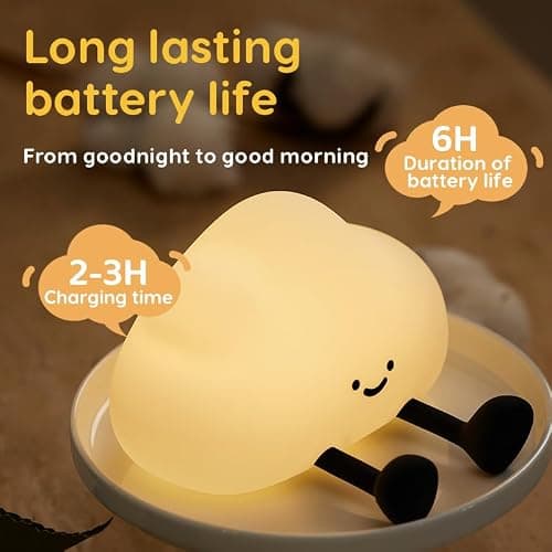 Refluxe Veilleuse tactile en silicone Cloud, une veilleuse LED à intensité variable et à minuterie, idéale comme cadeau pour enfants ou décoration de chambre (forme de nuage). thumbnail 4
