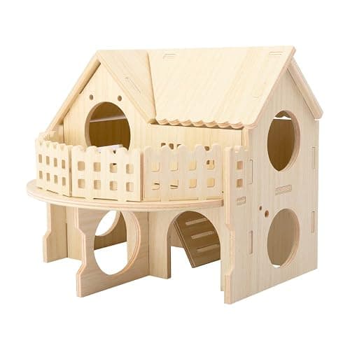 Hamster Forest Lookout Wood House Fun House Double-Decker Hut for Young Dwarf Gerbil Mouse Mice Rat Small Animals(Size Only for Small Hamster) - Image 1