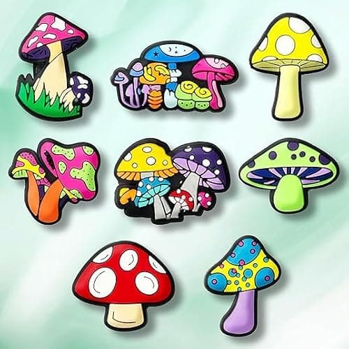 Fungi Fun 20pcs Glow in the Dark Mushroom Shoe Charms for Clog Slides Sandals, Glowing Cute Mushroom Shoe Decoration, Kawaii Colorful Luminous Mushroom Shoe Pins Accessories for Kid Girls,Boys Party Favor thumbnail 5