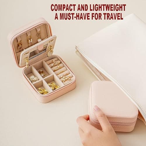 Hlopt Sweetest Compact And Secure Jewelry Boxes For Women Small Jewelris Box For Travel Portable Case With Lock Key Beautiful Jewelry Organizer And Storage Solution thumbnail 4