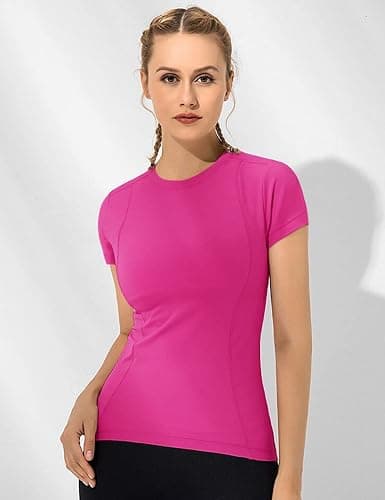 Loovoo Women Workout Shirts 1/2/3 Pack Athletic Compression Tee Dry Fit Yoga Gym Basic Tops thumbnail 2