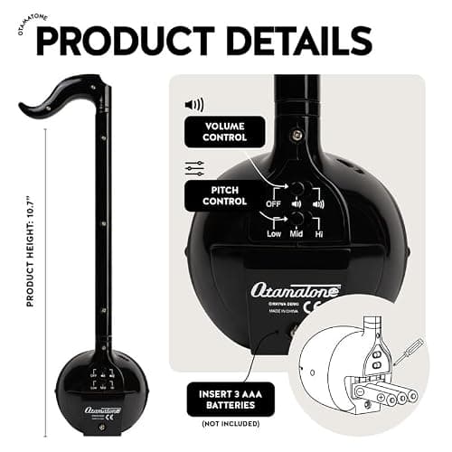 Otamatone [English Edition] Japanese Electronic Musical Instrument Portable Synthesizer from Japan by Cube/Maywa Denki, Black thumbnail 4