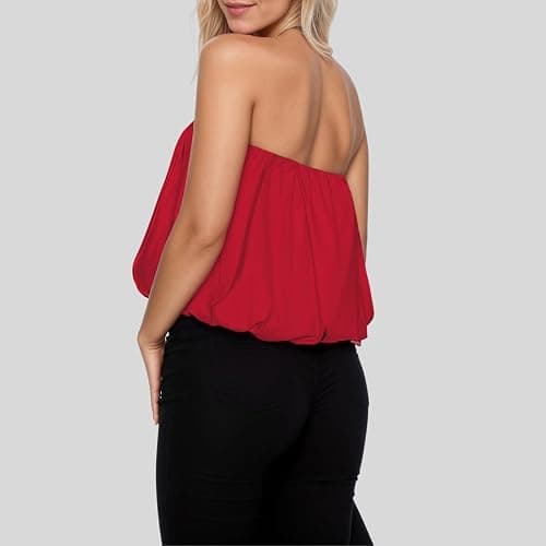AJELIFHL Women Y2k Sexy Strapless Bubble Tube Top Girls Coquette Cute Solid Puff Balloon Bandeau Tank Summer Streetwear thumbnail 3