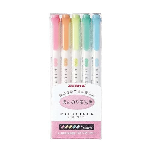 ZEBRA MILD LINER, Double Sided Highlighter, 5 Set (WKT7-5C) - Image 1