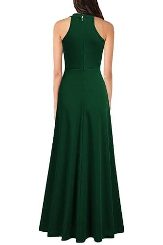 MUSHARE Women's Halter Neck Sexy Split Cocktail Party Maxi Long Formal Dress - Small - Green thumbnail 2