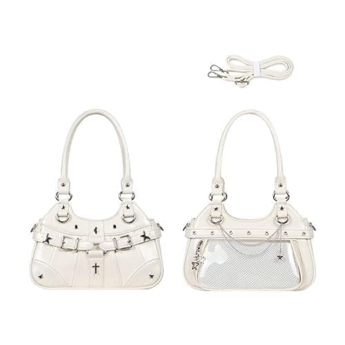 KeAiDMon Anime Ita Bag PU Leather Shoulder Bag with Display Window, Studded Handbag with Adjustable Strap - Image 1