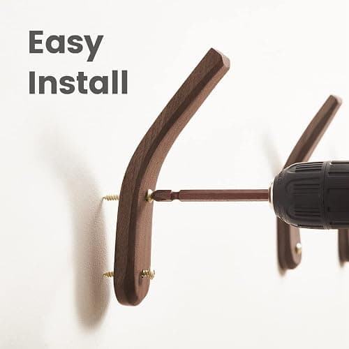 COCOYA 2Pack Wood Hooks Wall Mounted, Minimalist Easy Install Natural Real Walnut Cute Mid Century Modern Simple Rustic Boho Home Foyer Entryway Decor, for Hanging Hat Cap Bag Coat Towel Clothes - 2Pack (Walnut) thumbnail 4