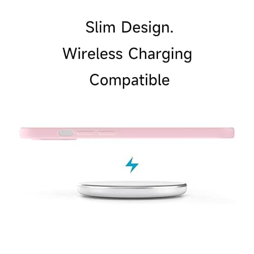 Svaove for iPhone 12 Phone Case Liquid Silicone, Thin Ultra Slim Minimalist Phone Cover, Girly Cute Plain Bright Solid Color Matte Soft Rubber Jelly Gel Plastic TPU Bumper, Light Pink thumbnail 6