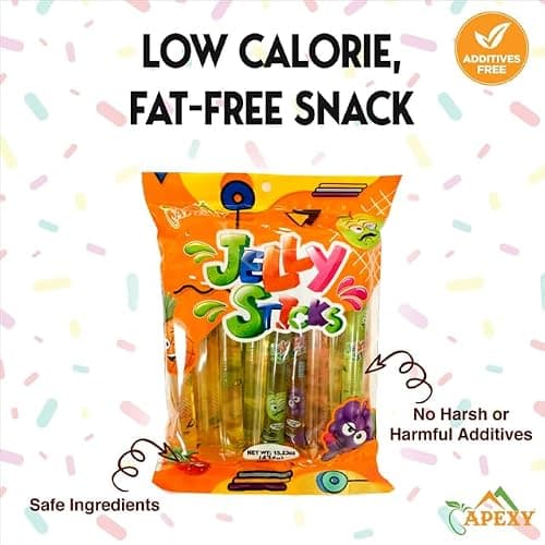 Apexy Jelly Straws, Fruit Jelly Filled Strips, Tiktok Candy Trend Items, Assorted Fruit Jelly Sticks, 15.23oz (432g) thumbnail 4