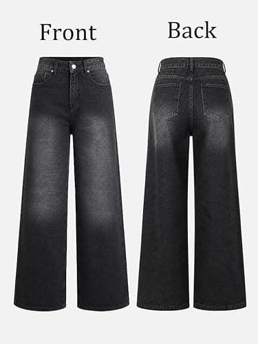 EMMIOL Baggy Jeans for Women High Waisted Womens Wide Leg Jeans Plus Size | Y2K Boyfriends Denim Pants, Casual Loose Wide Leg Jeans, Straight Leg, High Waist, 90s Vintage Baggy Pants with Pockets thumbnail 4