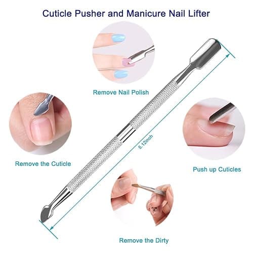 Pingispower Professional Cuticle Pusher Set, 2PCS Premium Stainless Steel Durable Cuticle Remover Manicure Tool Kit for Women at Home Salon, Fingernails and Toenails thumbnail 7