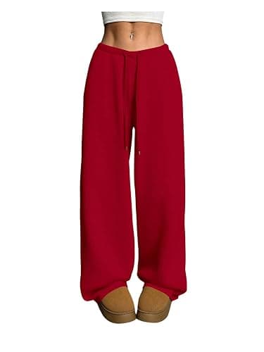 RoseSeek Women's Drawstring Waist Straight Streetwear Long Wide Leg Pants Casual Loose Baggy Workout Long Fall Sweatpants - Image 1