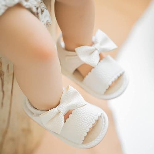 Babelvit Infant Baby Girl Boy Sandals Comfort Premium Summer Outdoor Casual Beach Shoes with Flower Bowknot Anti Slip Rubber Sole Newborn Toddler Prewalker First Walking Shoes thumbnail 2