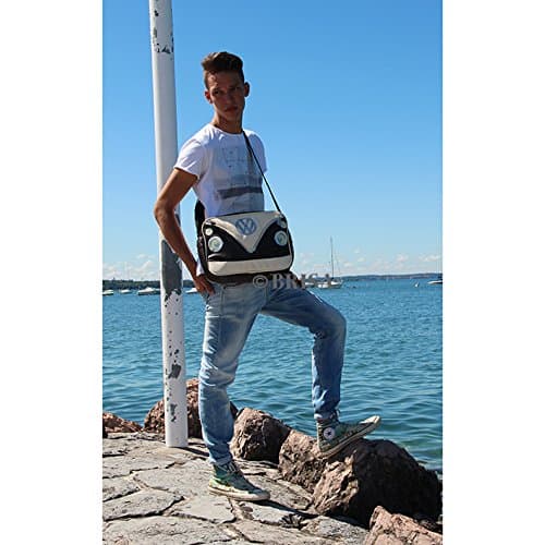 BRISA VW Collection - Volkswagen Shoulder Travel Messenger Bag with VW T1 Bus Campervan Motif (Bus Front/Brown) thumbnail 2