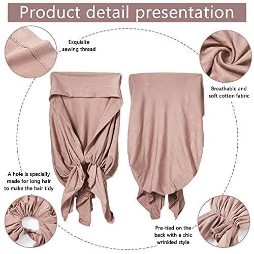 4 Pieces Slip-On Pre-Tied Head Scarves Women Headwear Turban Beanie Caps Head Wrap Headscarf for Women thumbnail 3