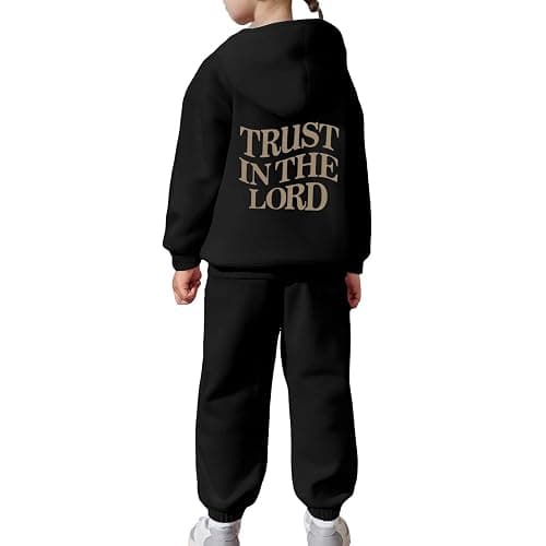 Girls Jogger Set - 2 Piece Trust in The Lord Jesus Christian Hoodies Graphic Sweatshirt Sweatpants Fall Outfits 2-13Years thumbnail 6
