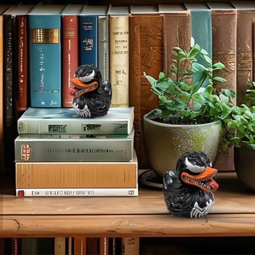 Shilkare Resin Alien Duck, Unique Gothic Gifts & Collectibles, Dark Resin Duck Rubber Novelty Ornament Decorative Duck Figurine for Desktop Home Office Halloween Decor (A) thumbnail 5