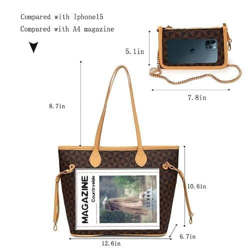 Women Tote Bag Handbags PU Leather Fashion Hobo Shoulder Bags 2pcs with Coin Purses thumbnail 5