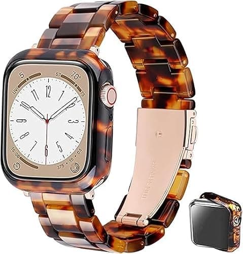 Omter Band with Case Compatible with Apple Watch 49mm 46mm 45mm 44mm 42mm 41mm 40mm 38mm,Women Men Fashion Resin Strap Bumper for iWatch Ultra 3/2/1 Series 11 10 9 8 7 SE 6 5 4 3 2 1 - Image 1