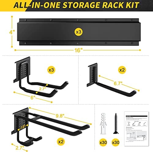 UUP 48" Garage Tool Organizer Wall Mount, 440lbs Garden Garage Storage Garage Organization with Adjustable Heavy Duty Hanging Hooks, Yard Rack Hanger System Shovel Rake Broom Ladder Holder, Men Gift thumbnail 5
