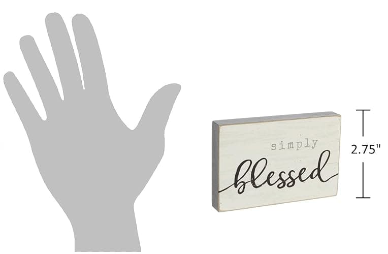 Poor Boy Woodworks Mini Wood Block Sign (Simply Blessed) 4.25"L x 2.75"H x 0.5"D thumbnail 3