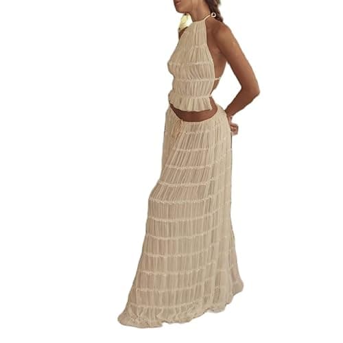 Women Y2K Skirt Set Outfits Strapless Crop Top Bodycon Midi Skirt Dress Sexy 2 Piece Knit Outfits Skirt Summer thumbnail 3