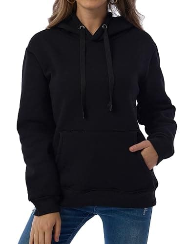 Gnveub Women's Casual Winter Warm Fleece Sherpa Lined Hooded Sweatshirt Thick Pullover Plus with Pockets thumbnail 2