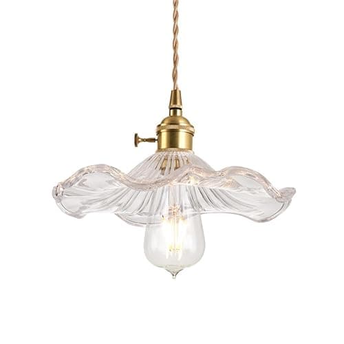 S-Cevada Pendelleuchte mit Glas Lotusblatt Lampenschirm, Industrial Vintage E27 Decken Hängelampe, Bauernhaus Esszimmer Kücheninsel Kronleuchter (Transparent) - Image 1