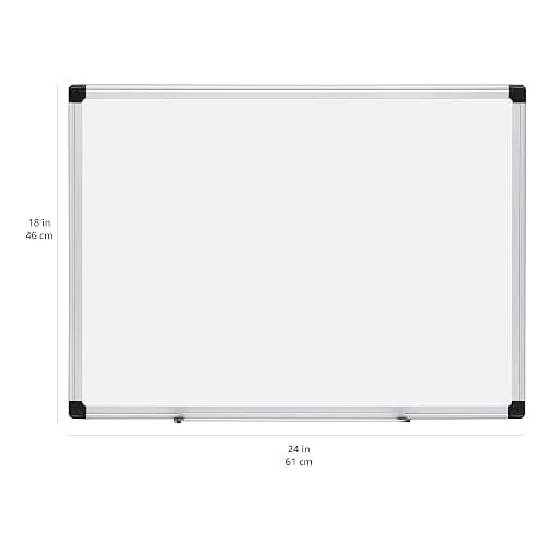 Amazon Basics Magnetic Dry Erase Whiteboard, 24" x 18", Aluminum Frame, Silver/White, Presentation Board for Writing Notes thumbnail 3
