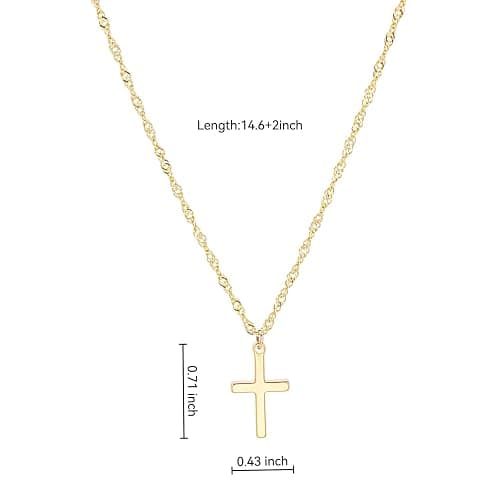 Cross Necklace for Women Girls Trendy，Dainty 14K Gold Silver Plated Minimalist Cross Choker Pendant necklaces Non Tarnish, Cute Simple Faith Jewelry Gifts for Easter, Baptism, Christian, or First Communion thumbnail 6