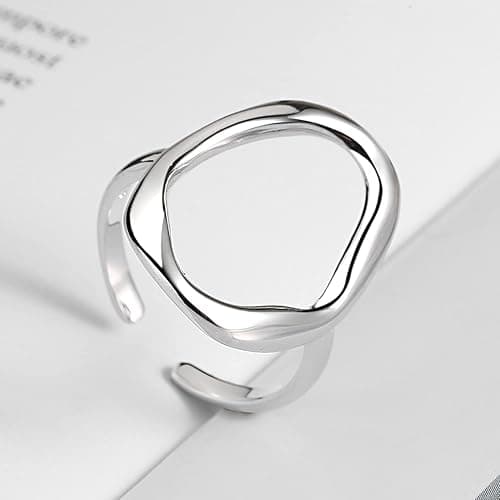 Aktully Chunky Gold Statement Ring for Women Chunky Gold Circle Ring Adjustable Open Promise Minimalist Statement Rings Trendy Jewelry for Women thumbnail 6
