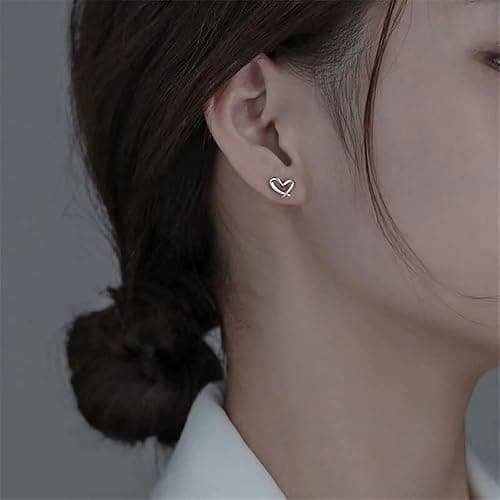 Reffeer 925 Sterling Silber Herz-Ohrstecker für Damen und Mädchen, kleine Ohrstecker, Herz-Ohrringe thumbnail 2